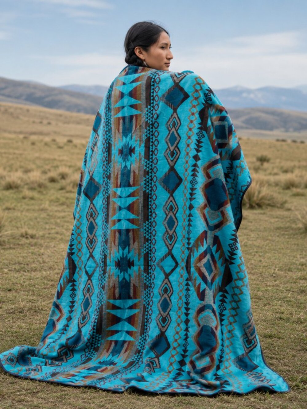 Handwoven Queen Alpaca Blanket | Native American Western Southwestern Home Decor